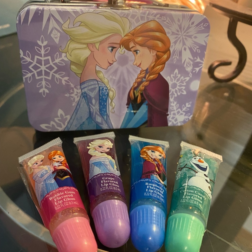 Frozen Lip Gloss Set with Tin Case | 4 Flavors | Disney Kids Beauty Gift